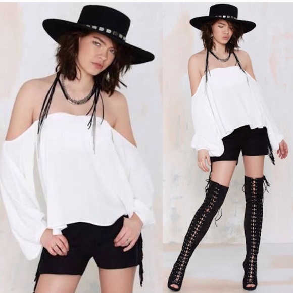 White Off The Shoulder Top - Picture 2 of 3